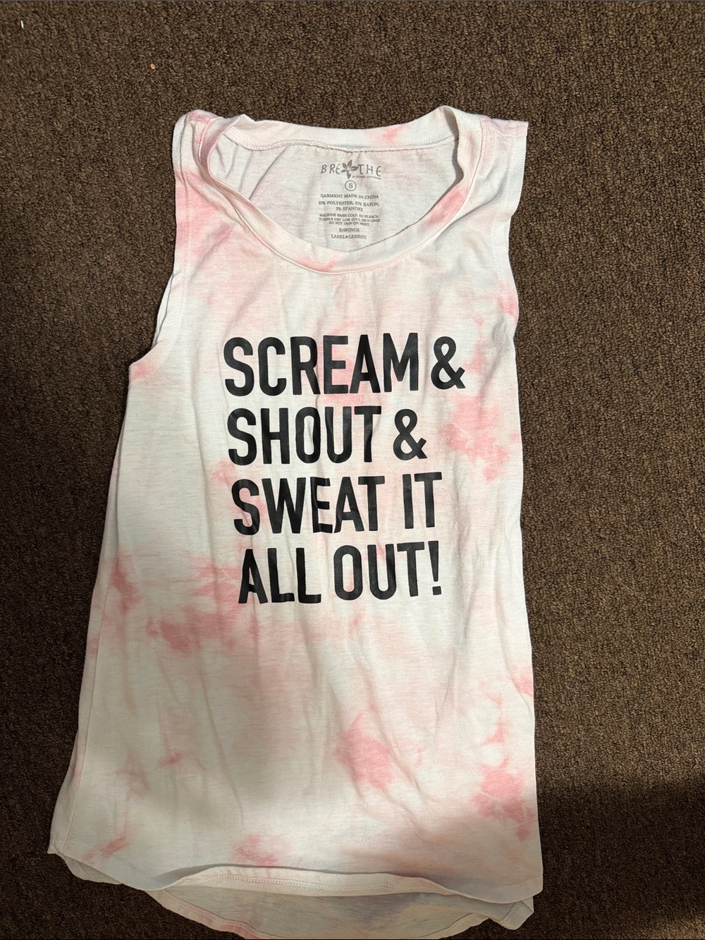 White & Pink Tie-Dye Muscle Tee - 'Scream & Shout'